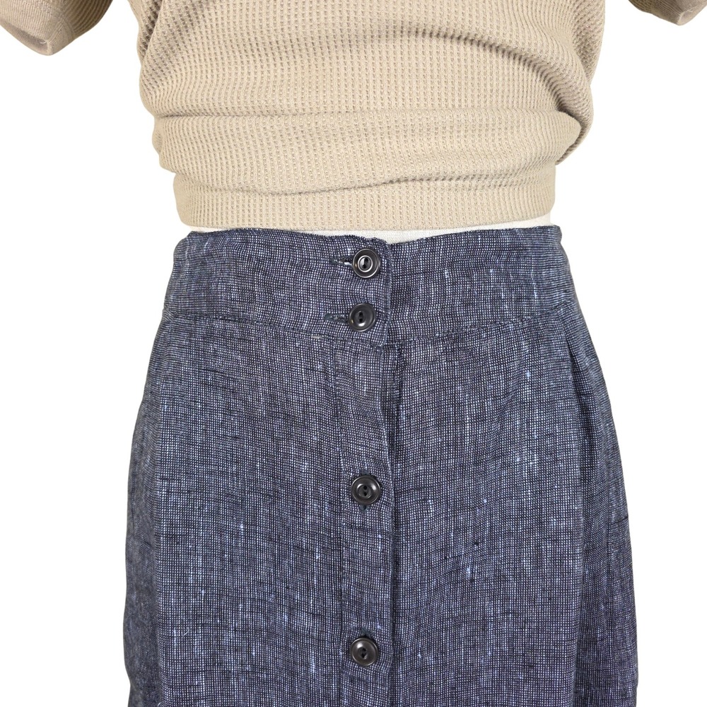 Vintage FLAX by Jeanne Engelhart Maxi Skirt L Linen Blue Button Front Lagenlook - Picture 14 of 15